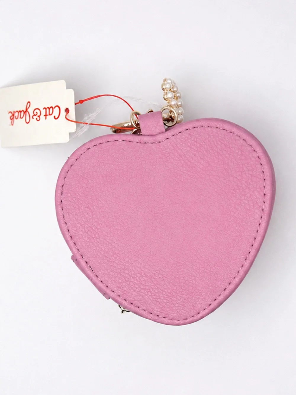 Cat & Jack Pink Heart Jewelry Case Keychain Travel Mini Storage Pouch New